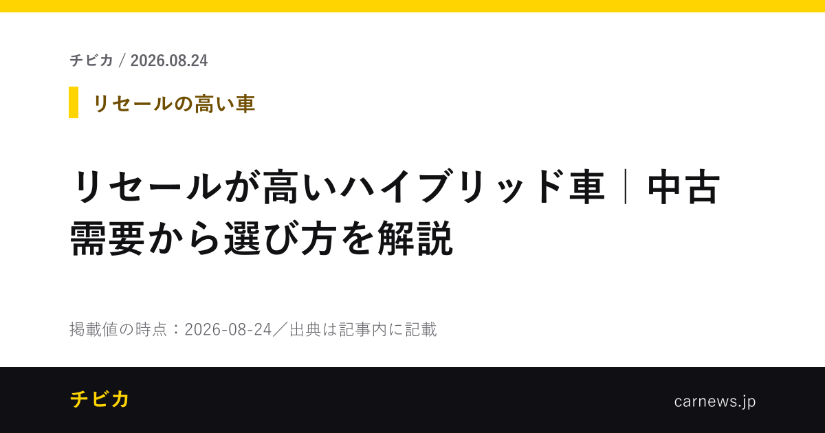 リセールが高いハイブリッド車｜中古需要から選び方を解説 - チビカのニュースカード